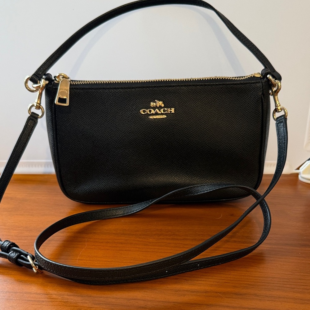 Coach Black Crossbody Bag with Gold Details Like New!